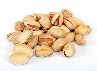 Close-up image of pistachios studio isolated on white background