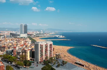 Papier Peint photo Lavable Barcelona Vue aérienne des plages de Barcelone