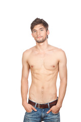 Fototapeta premium young sexy muscular macho man posing with naked torso