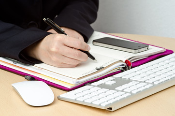 office desk with a girl