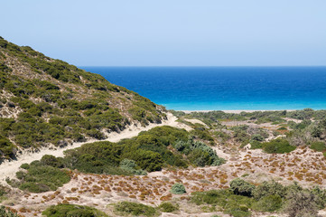 Fototapeta na wymiar Wietrznie Egejskie linii wybrzeża bez ludzi