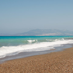 Windy Aegean coast line without people