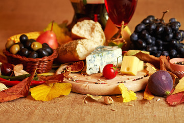 Wine and Cheese still life