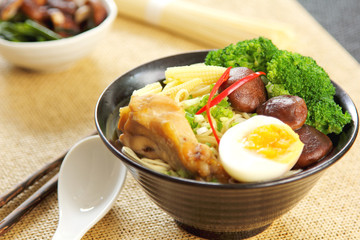 Noodle soup with mushroom and chicken