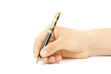 Hand and pen