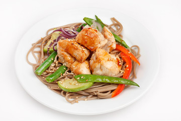 chicken with noodles and vegetables