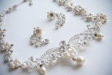 Jewelry set on the white background