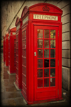 Cabine telefoniche inglesi, londra, texture retro