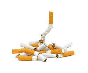 Pile of broken cigarettes. No smoking.