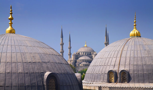 Blue mosque with Domes of the Hagia Sophia
