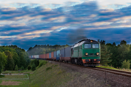 Fototapeta Freight diesel train