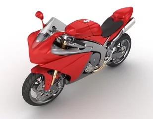 Abwaschbare Fototapete Motorrad rotes Motorrad auf weißem Hintergrund