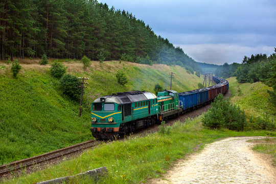 Fototapeta Freight diesel train