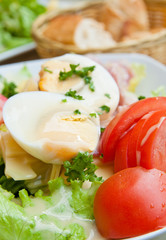Delicious fresh salad and olive oil