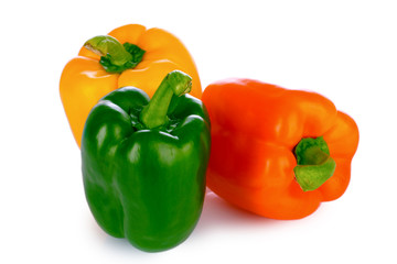 Three bell peppers isolated on white