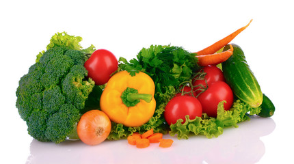 A set of fresh vegetables isolated on white