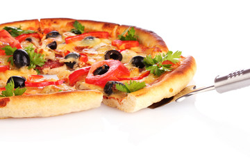 Tasty  pizza isolated on white