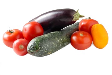 aubergine,zucchini and tomatoes