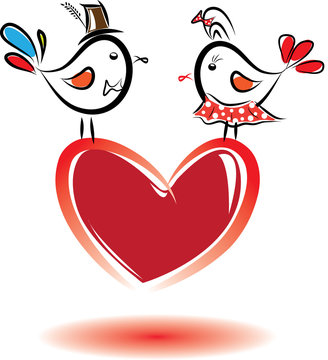 Birds with love. Valentine day.Vector illustration