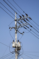 Power line and telephone poll.