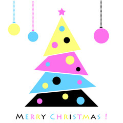 Abstract christmas tree in magenta, cyan, yellow and black color