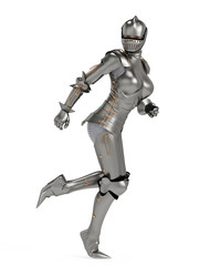knight metal lady running out