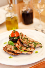 Grilled steak meat with vegetables