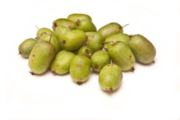 Kiwiberries isolated on a white studio background.