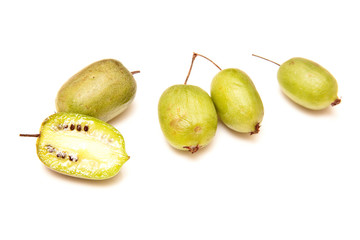 Kiwiberries isolated on a white studio background.