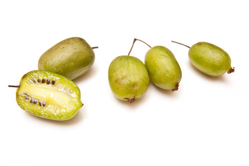 Kiwiberries isolated on a white studio background.