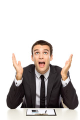 Businessman looking up