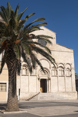 Fototapeta na wymiar Termoli (Campobasso, Molise, Włochy) - fasada katedry i palm