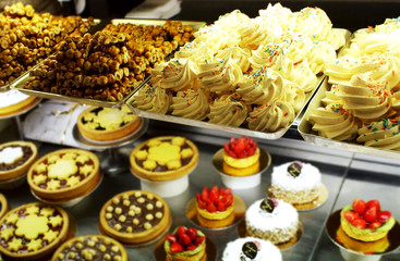 Pastries and caramelized hazelnuts