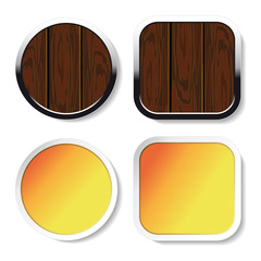 Vector wood buttons and yellow stickers