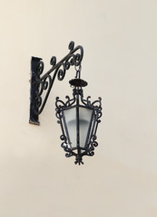 lantern on a sepia wall