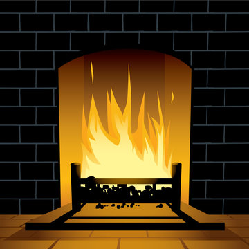 Blazing fireplace