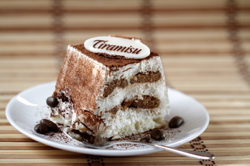 Tiramisu on the plate