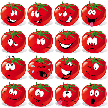 cartoon tomato with many expressions