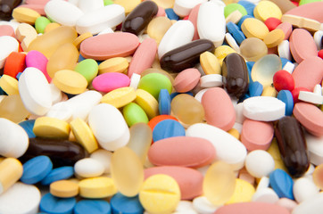 background made of colorful pills