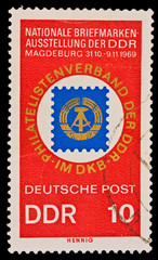 GERMANY - CIRCA 1969: Nationale Briefmarken-Ausstellung der DDR