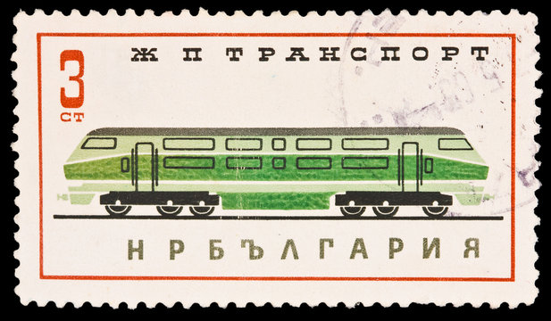 Bulgaria shows Railway transportation, circa 1965