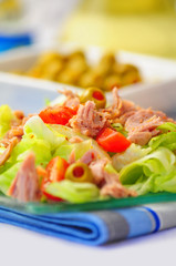 Thunfisch auf grünem Salat