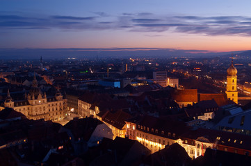 Graz nach Sonnenuntergang - Blick Richtung Süden