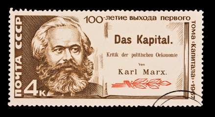 Fototapeta premium USSR, shows Karl Marx, circa 1967