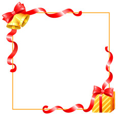 Christmas decoration and ribbons border
