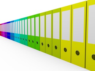 colorful office file folders over white background