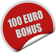 Sticker rot rund curl unten 100 EURO BONUS