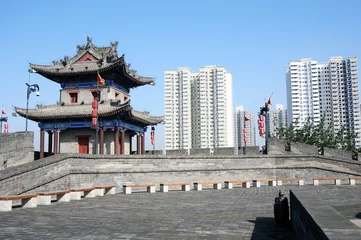 Fotobehang Ancient city wall of Xian, China © bbbar