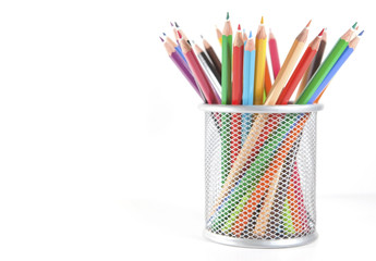 Colour pencils in the basket