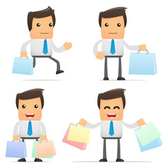 set of funny cartoon manager